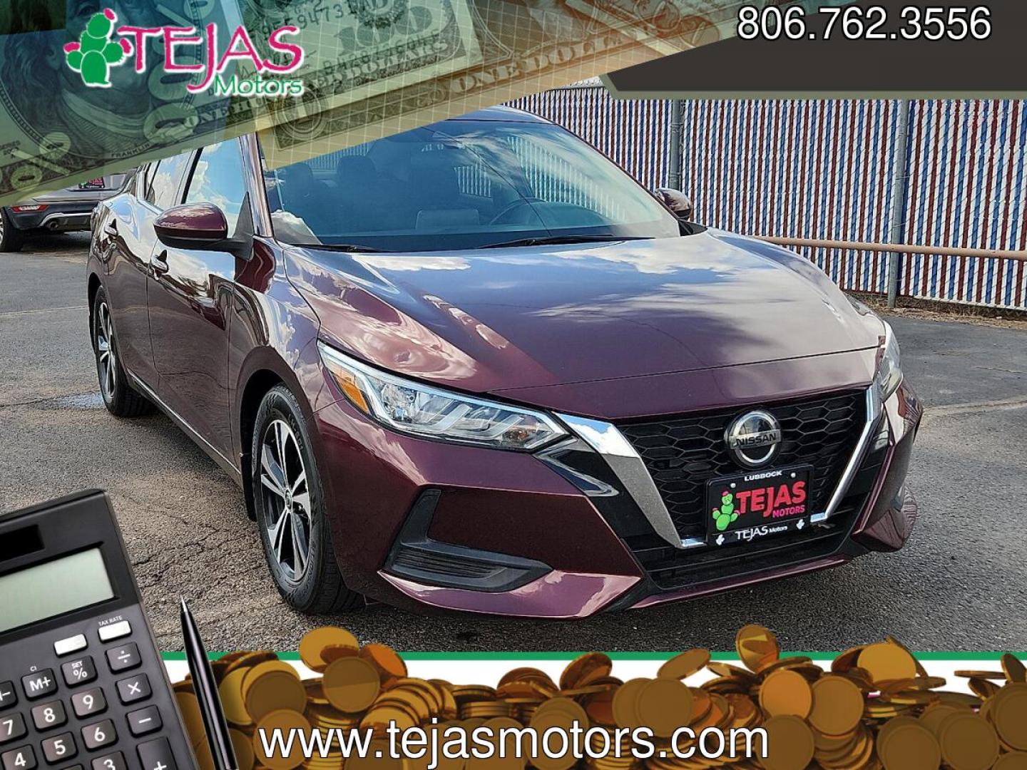 2021 RED /Charcoal - G Nissan Sentra SV Xtronic CVT (3N1AB8CV8MY) with an 2L I-4 gasoline direct injection, DOHC, variable valve control, regular unleaded, engine with 149HP engine, located at 4110 Avenue Q, Lubbock, 79412, 33.556553, -101.855820 - 06/03/2026 KEY IN ENVELOPE GOD- Photo#0