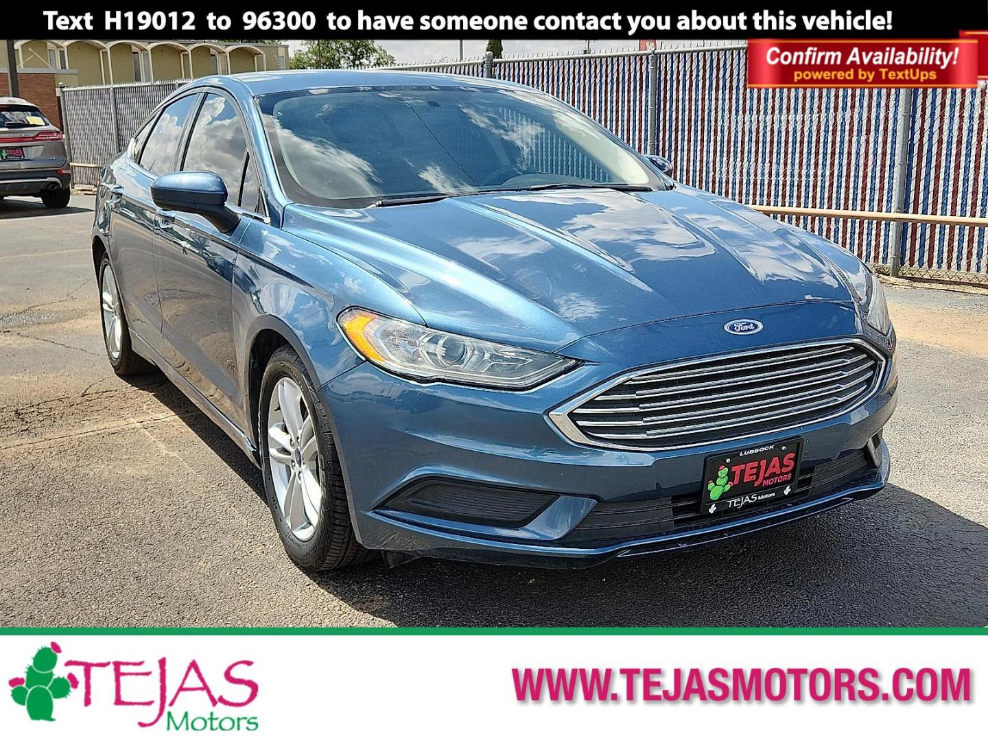 2018 BLUE /Ebony - DT Ford Fusion SE (3FA6P0HD0JR) with an EcoBoost 1.5L I-4 gasoline direct injection, DOHC, Ti-VCT variable valve control, intercooled turbo, regular unleaded, engine with 181HP engine, located at 4110 Avenue Q, Lubbock, 79412, 33.556553, -101.855820 - 06/03/2026 KEY IN ENVELOPE GOD - Photo#0