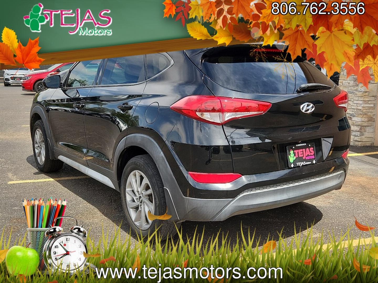 2017 BLACK /Black - TRY Hyundai Tucson SE (KM8J33A40HU) with an Nu 2L I-4 gasoline direct injection, DOHC, D-CVVT variable valve control, regular unleaded, engine with 164HP engine, located at 4110 Avenue Q, Lubbock, 79412, 33.556553, -101.855820- Photo#2