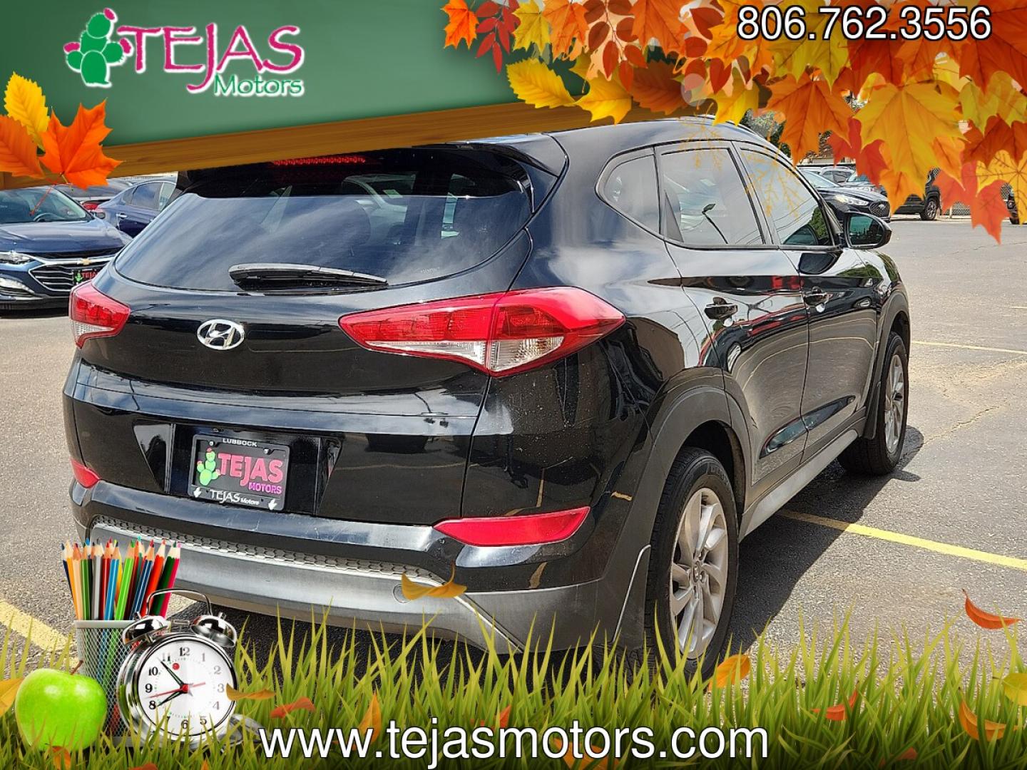 2017 BLACK /Black - TRY Hyundai Tucson SE (KM8J33A40HU) with an Nu 2L I-4 gasoline direct injection, DOHC, D-CVVT variable valve control, regular unleaded, engine with 164HP engine, located at 4110 Avenue Q, Lubbock, 79412, 33.556553, -101.855820- Photo#3