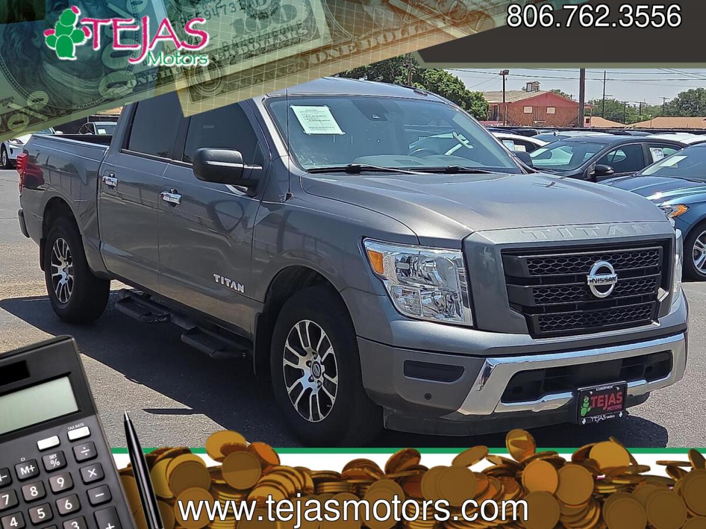 2021 Gun Metallic - KAD /Black - G Nissan TITAN Crew Cab SV 4x2 (1N6AA1EFXMN) with an Endurance 5.6L V-8 gasoline direct injection, DOHC, variable valve control, premium unleaded, engine with 400HP engine, located at 4110 Avenue Q, Lubbock, 79412, 33.556553, -101.855820 - 06/06/2026 KEY IN ENVELOPE GOD- Photo#0