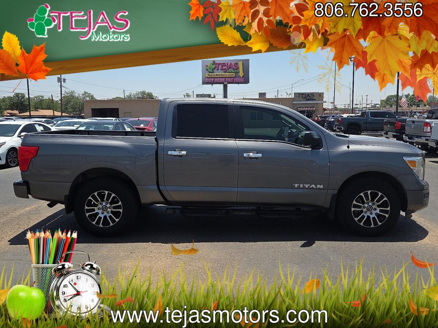 2021 Gun Metallic - KAD /Black - G Nissan TITAN Crew Cab SV 4x2 (1N6AA1EFXMN) with an Endurance 5.6L V-8 gasoline direct injection, DOHC, variable valve control, premium unleaded, engine with 400HP engine, located at 4110 Avenue Q, Lubbock, 79412, 33.556553, -101.855820 - 06/06/2026 KEY IN ENVELOPE GOD- Photo#1