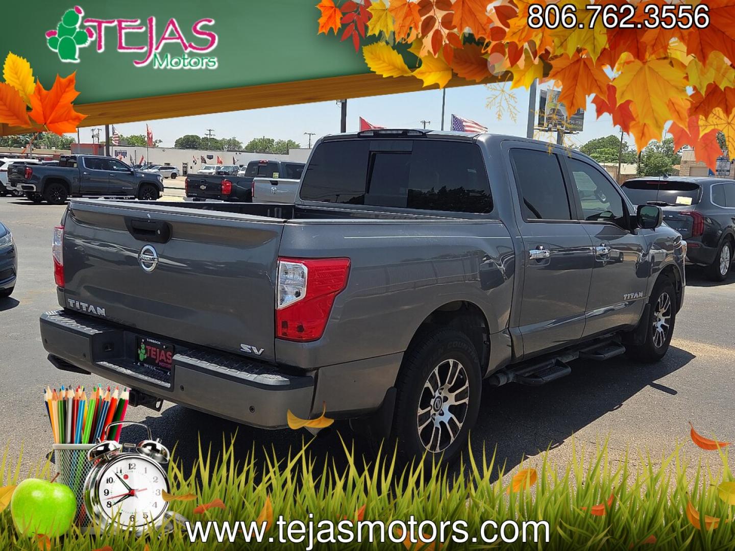 2021 Gun Metallic - KAD /Black - G Nissan TITAN Crew Cab SV 4x2 (1N6AA1EFXMN) with an Endurance 5.6L V-8 gasoline direct injection, DOHC, variable valve control, premium unleaded, engine with 400HP engine, located at 4110 Avenue Q, Lubbock, 79412, 33.556553, -101.855820 - 06/06/2026 KEY IN ENVELOPE GOD- Photo#2