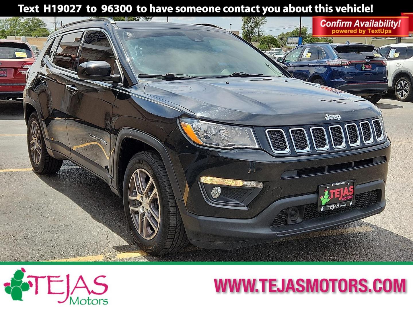 2020 BLACK /Black - X9 Jeep Compass Sun and Safety FWD (3C4NJCBB4LT) with an 2.4L I-4 variable valve control, regular unleaded, engine with 180HP engine, located at 4110 Avenue Q, Lubbock, 79412, 33.556553, -101.855820 - 06/10/2026 KEY IN ENVELOPE GOD - Photo#0