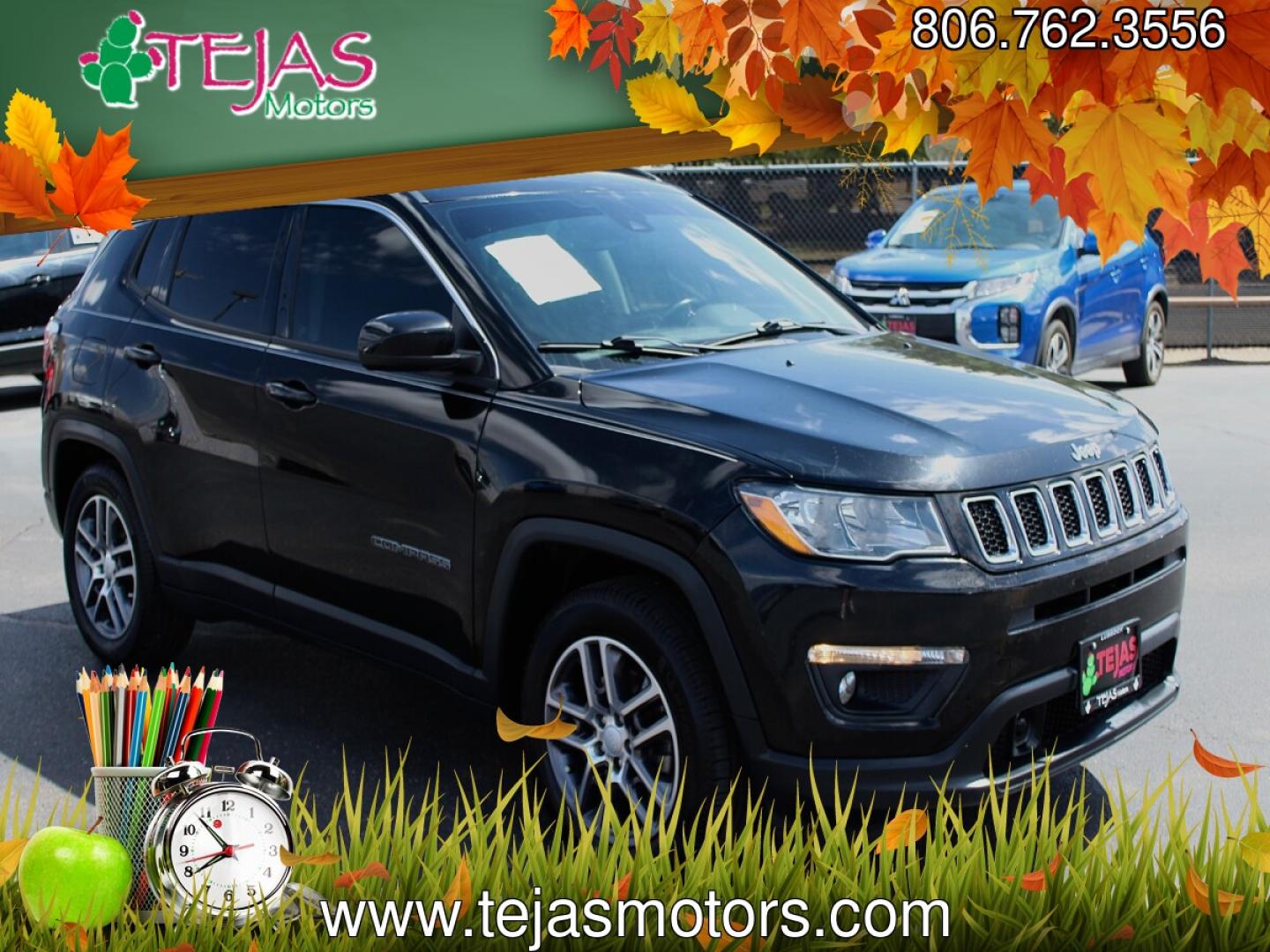 2020 BLACK Jeep Compass Sun and Safety FWD (3C4NJCBB4LT) with an 2.4L I-4 variable valve control, regular gasoline, engine with 180HP engine, located at 4110 Avenue Q, Lubbock, 79412, 33.556553, -101.855820 - 06/10/2026 KEY IN ENVELOPE GOD- Photo#1
