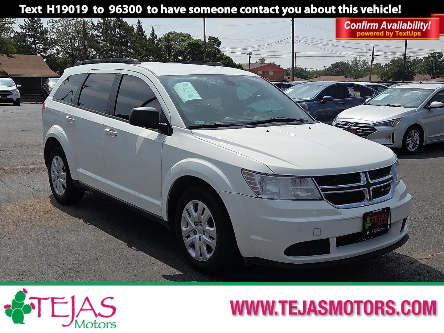 2020 Vice White - PW3 /Black - X9 Dodge Journey SE Value (3C4PDCAB3LT) with an Tigershark MultiAir 2.4L I-4 DOHC, VVT variable valve control, regular unleaded, engine with 173HP engine, located at 4110 Avenue Q, Lubbock, 79412, 33.556553, -101.855820 - 06/20/2026 KEY IN ENVELOPE GOD - Photo#0
