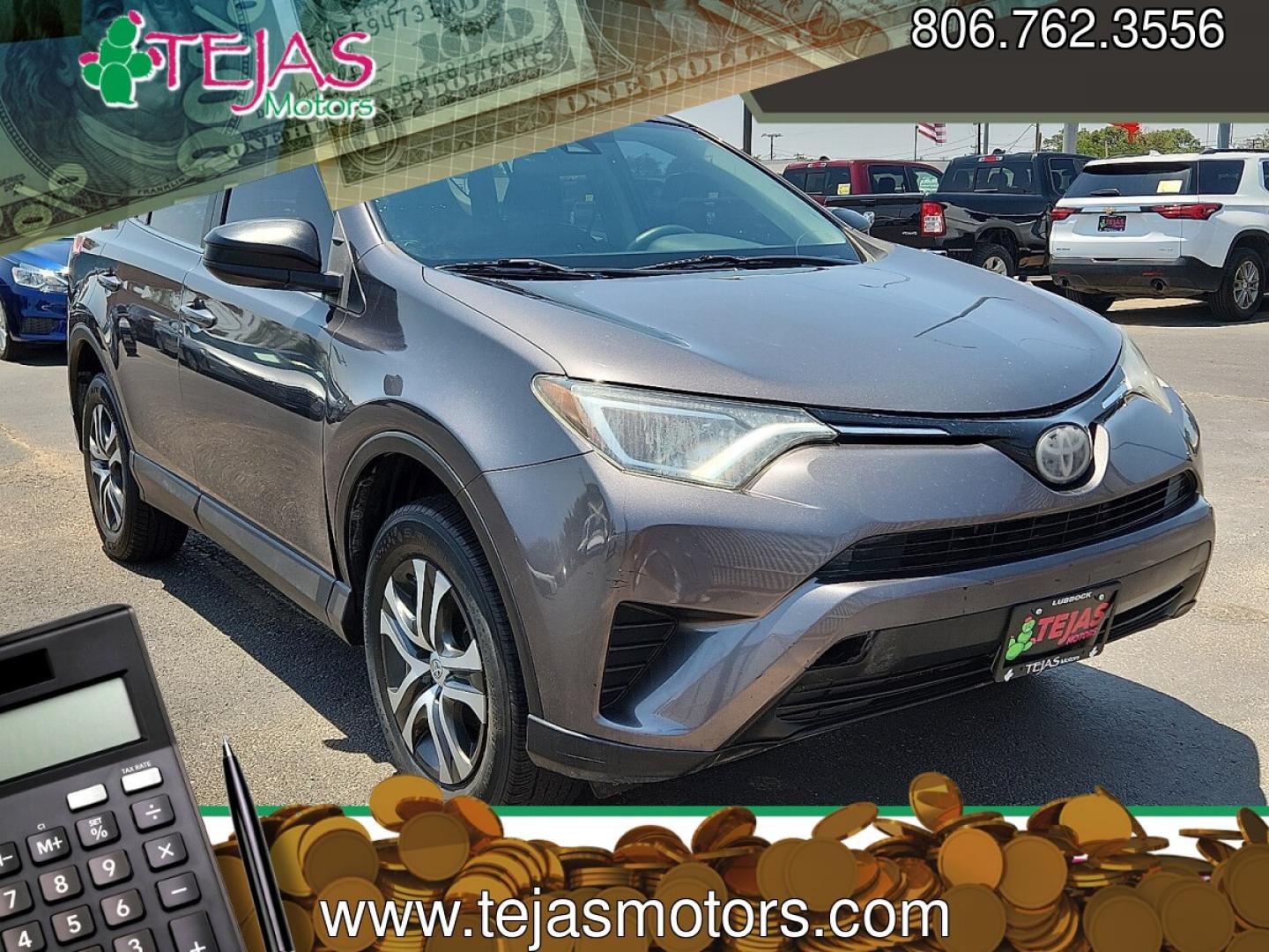 2017 GRAY /Black - 20 Toyota RAV4 LE (2T3ZFREVXHW) with an 2.5L I-4 DOHC, VVT-i variable valve control, regular unleaded, engine with 176HP engine, located at 4110 Avenue Q, Lubbock, 79412, 33.556553, -101.855820 - 07/112026 KEY IN ENVELOPE GOD- Photo#0