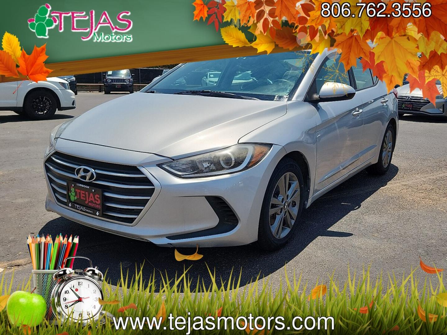 2017 SILVER Hyundai Elantra SE (5NPD84LF1HH) with an Nu 2L I-4 DOHC, D-CVVT variable valve control, regular unleaded, engine with 147HP engine, located at 4110 Avenue Q, Lubbock, 79412, 33.556553, -101.855820 - 07/11/2026 KEY IN ENVELOPE GOD- Photo#1