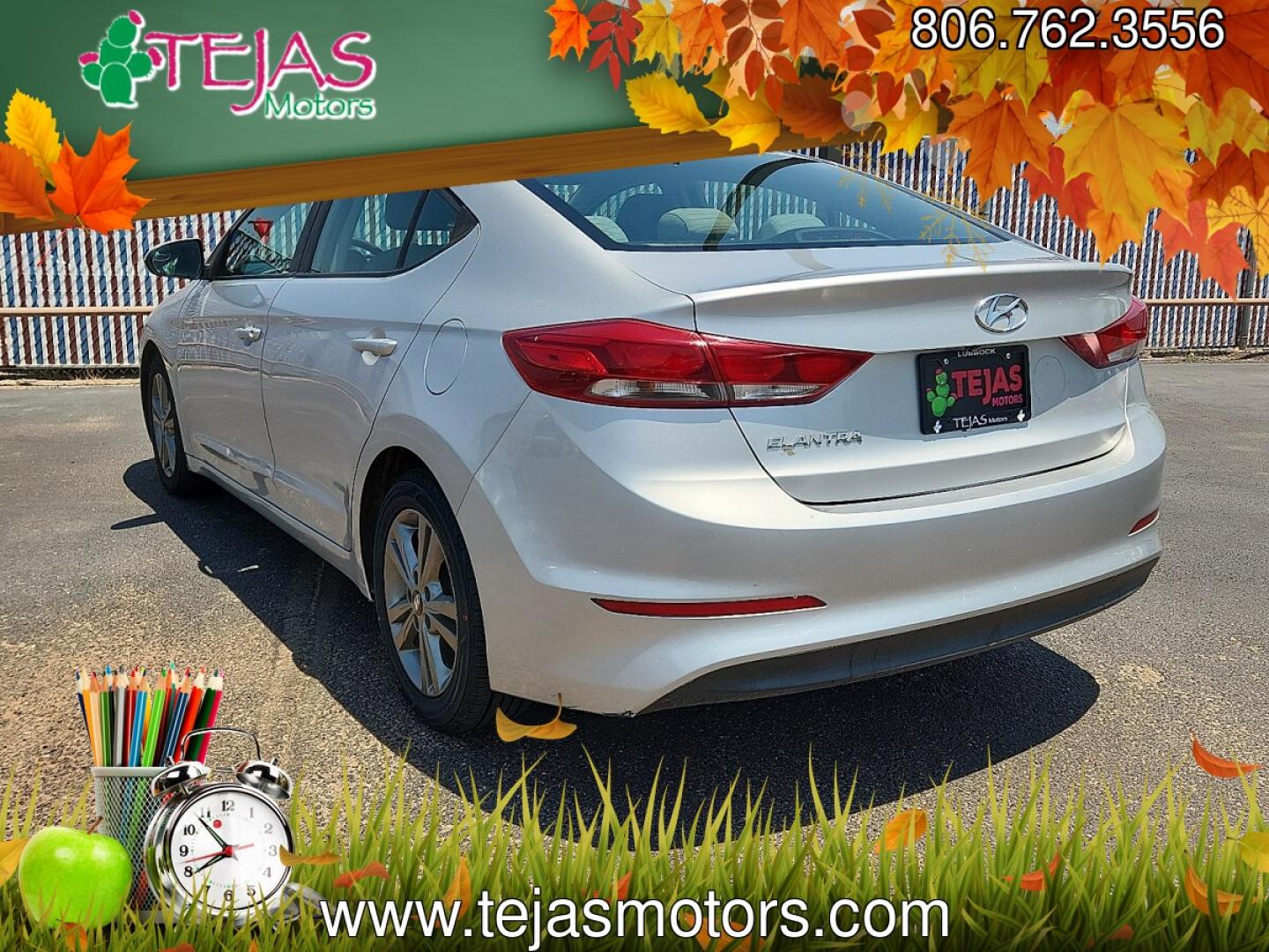 2017 SILVER Hyundai Elantra SE (5NPD84LF1HH) with an Nu 2L I-4 DOHC, D-CVVT variable valve control, regular unleaded, engine with 147HP engine, located at 4110 Avenue Q, Lubbock, 79412, 33.556553, -101.855820 - 07/11/2026 KEY IN ENVELOPE GOD- Photo#2