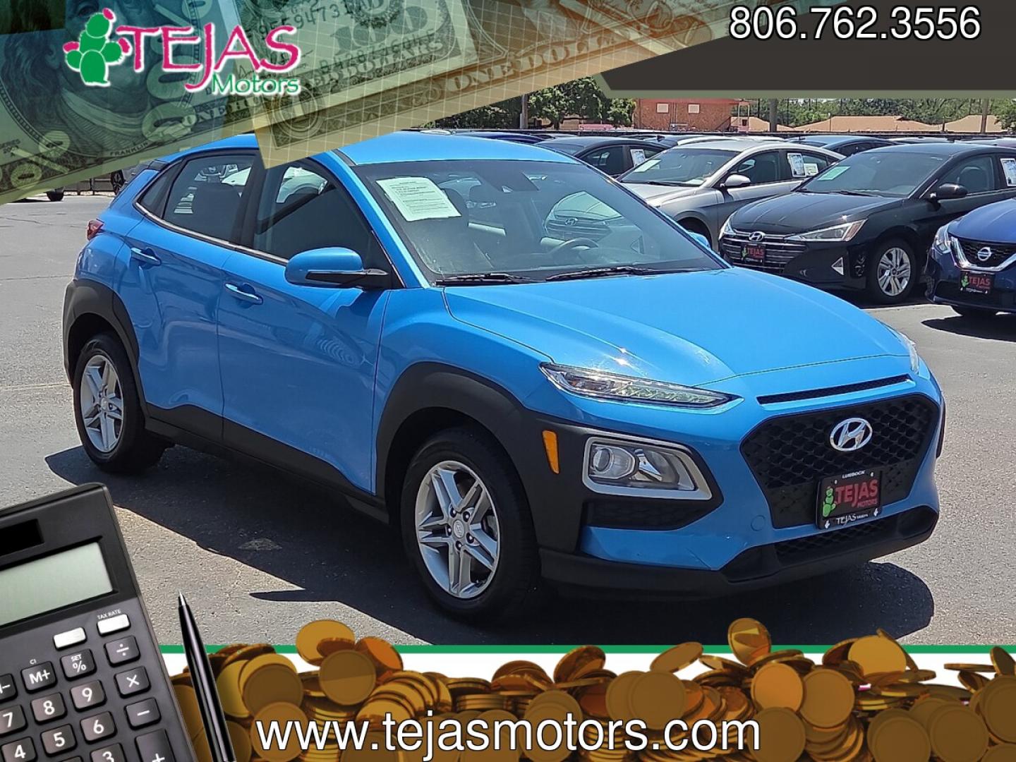 2020 Surf Blue - Z3U /Gray/Black - LGY Hyundai Kona SE (KM8K1CAA2LU) with an Nu 2L I-4 DOHC, D-CVVT variable valve control, regular unleaded, engine with 147HP engine, located at 4110 Avenue Q, Lubbock, 79412, 33.556553, -101.855820 - 07/18/2026 KEY IN ENVELOPE GOD- Photo#0