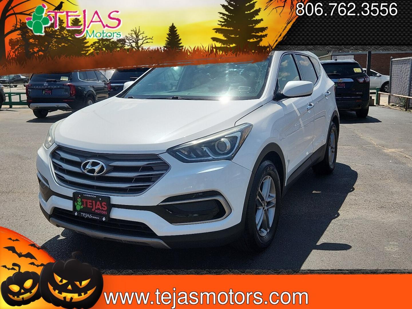 2017 WHITE /Gray - VFG Hyundai Santa Fe Sport 2.4L (5NMZT3LB1HH) with an Theta II 2.4L I-4 gasoline direct injection, DOHC, variable valve control, regular unleaded, engine with 185HP engine, located at 4110 Avenue Q, Lubbock, 79412, 33.556553, -101.855820 - 07/29/2026 KEY IN ENVELOPE GOD- Photo#1