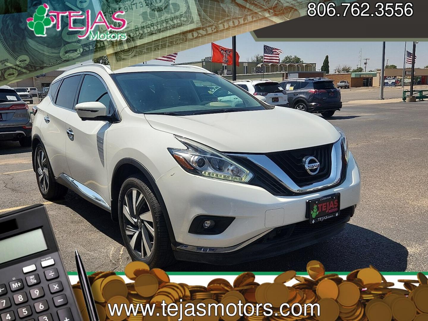 2017 WHITE /Cashmere - P Nissan Murano Platinum (5N1AZ2MG0HN) with an 3.5L V-6 DOHC, variable valve control, regular unleaded, engine with 260HP engine, located at 4110 Avenue Q, Lubbock, 79412, 33.556553, -101.855820 - 07/29/2026 KEY IN ENVELOPE GOD- Photo#0