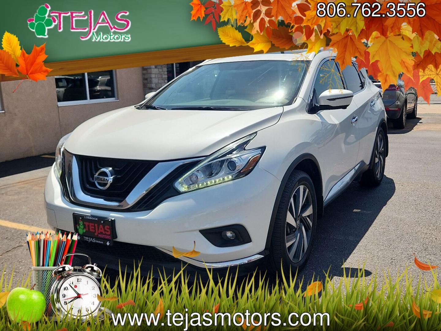 2017 WHITE /Cashmere - P Nissan Murano Platinum (5N1AZ2MG0HN) with an 3.5L V-6 DOHC, variable valve control, regular unleaded, engine with 260HP engine, located at 4110 Avenue Q, Lubbock, 79412, 33.556553, -101.855820 - 07/29/2026 KEY IN ENVELOPE GOD- Photo#1