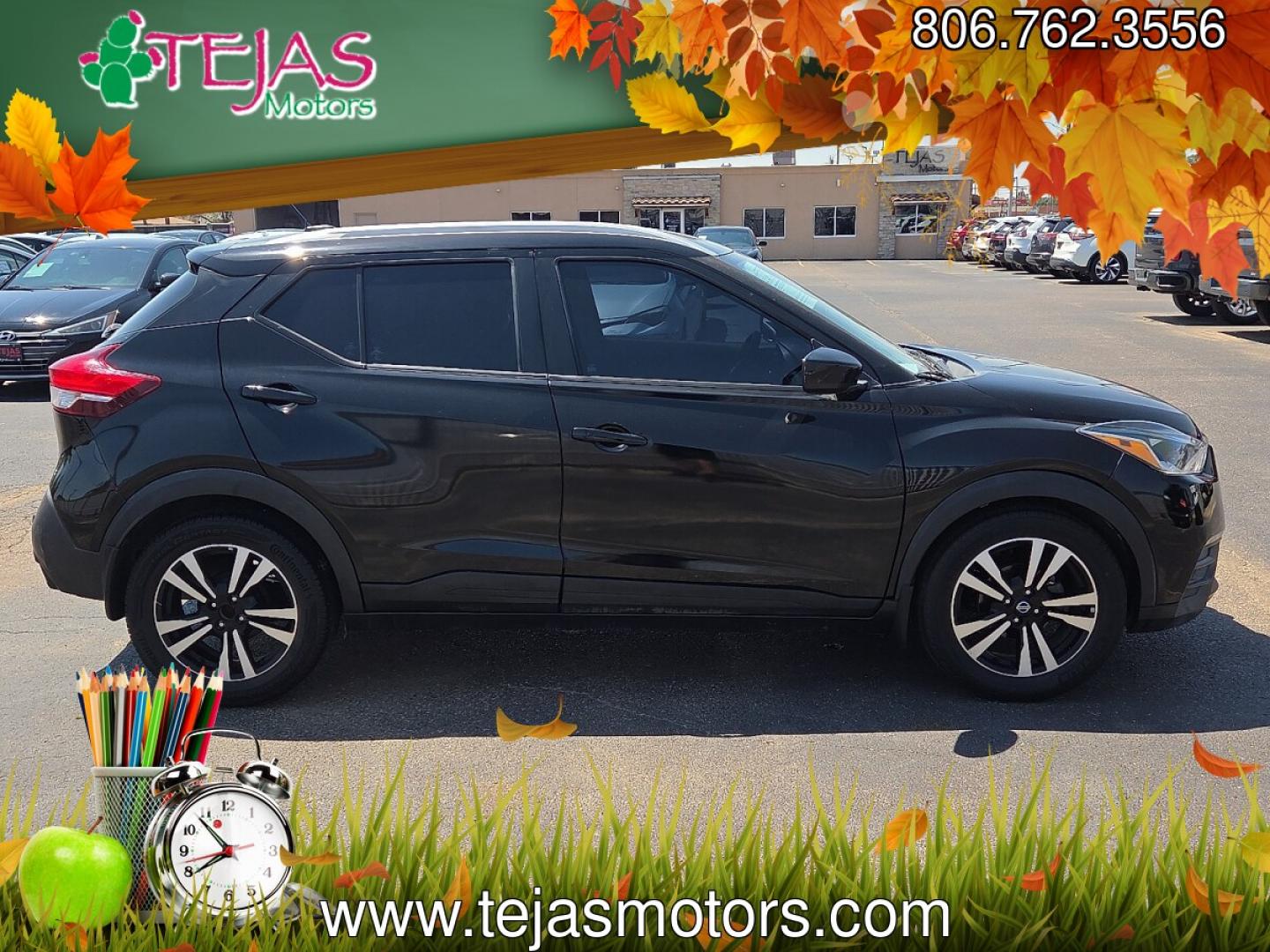 2020 Super Black /Charcoal - G Nissan Kicks SV Xtronic CVT (3N1CP5CV9LL) with an 1.6L I-4 DOHC, CVTCS variable valve control, regular unleaded, engine with 122HP engine, located at 4110 Avenue Q, Lubbock, 79412, 33.556553, -101.855820 - 07/31/2026 KEY IN ENVELOPE GOD- Photo#1