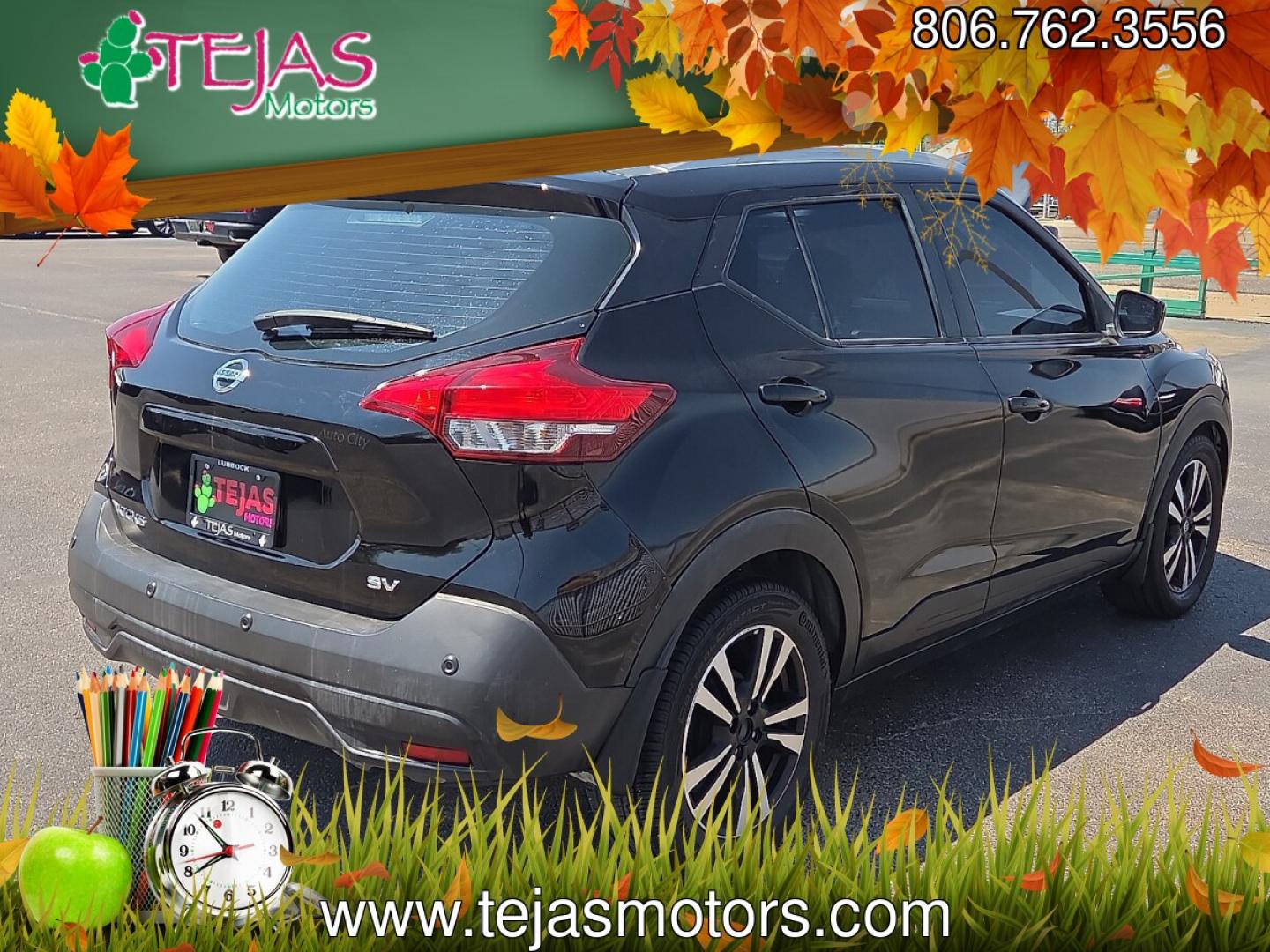 2020 Super Black /Charcoal - G Nissan Kicks SV Xtronic CVT (3N1CP5CV9LL) with an 1.6L I-4 DOHC, CVTCS variable valve control, regular unleaded, engine with 122HP engine, located at 4110 Avenue Q, Lubbock, 79412, 33.556553, -101.855820 - 07/31/2026 KEY IN ENVELOPE GOD- Photo#2