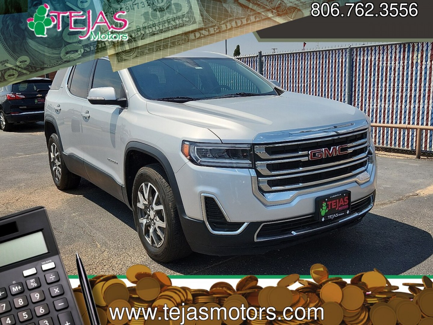 2020 SILVER /Jet Black - H1T GMC Acadia FWD SLE (1GKKNKLA6LZ) with an 2.5L I-4 gasoline direct injection, DOHC, variable valve control, regular unleaded, engine with 193HP engine, located at 4110 Avenue Q, Lubbock, 79412, 33.556553, -101.855820- Photo#0