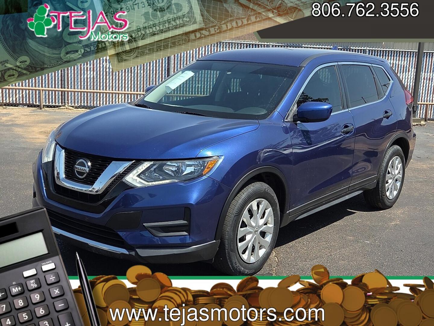 2018 Caspian Blue - RBY /Charcoal - G Nissan Rogue S (KNMAT2MT5JP) with an 2.5L I-4 DOHC, variable valve control, regular unleaded, engine with 170HP engine, located at 4110 Avenue Q, Lubbock, 79412, 33.556553, -101.855820 - 08/08/2026 KEY IN ENVELOPE GOD- Photo#0