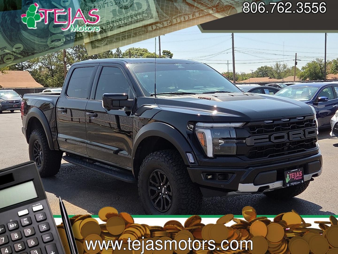 2025 Agate Black Metallic - UM /Black - RB Ford F-150 Raptor (1FTFW1RG6SF) with an EcoBoost 3.5L V-6 port/direct injection, DOHC, variable valve control, twin turbo, regular gasoline, engine with 450HP engine, located at 4110 Avenue Q, Lubbock, 79412, 33.556553, -101.855820- Photo#0