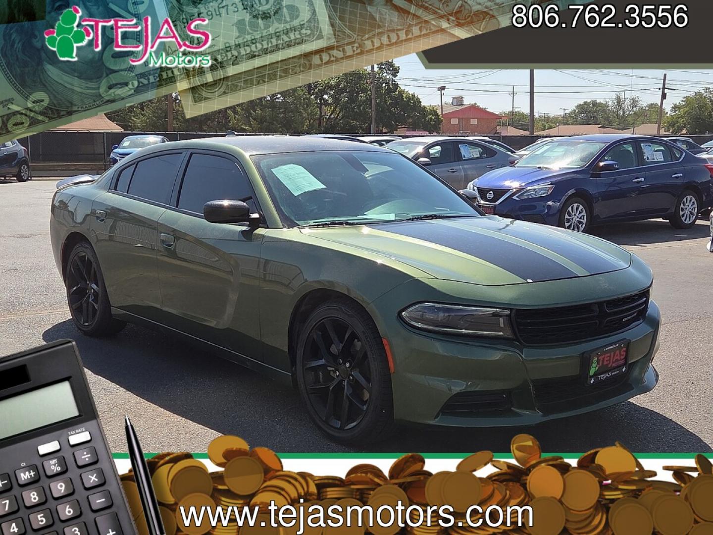 2022 F8 Green - PFQ /Black - X9 Dodge Charger SXT RWD (2C3CDXBG9NH) with an Pentastar 3.6L V-6 DOHC, variable valve control, regular gasoline, engine with 292HP engine, located at 4110 Avenue Q, Lubbock, 79412, 33.556553, -101.855820 - 08/22/2026 KEY IN ENVELOPE GOD- Photo#0