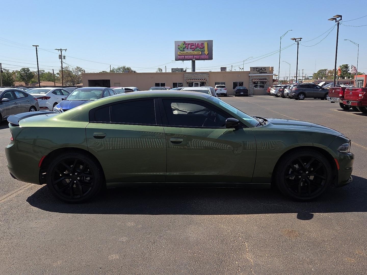 2022 F8 Green - PFQ /Black - X9 Dodge Charger SXT RWD (2C3CDXBG9NH) with an Pentastar 3.6L V-6 DOHC, variable valve control, regular gasoline, engine with 292HP engine, located at 4110 Avenue Q, Lubbock, 79412, 33.556553, -101.855820 - 08/22/2026 KEY IN ENVELOPE GOD- Photo#1