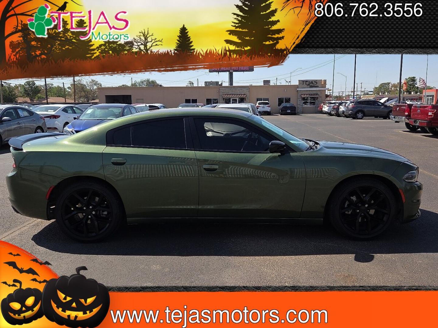 2022 F8 Green - PFQ /Black - X9 Dodge Charger SXT RWD (2C3CDXBG9NH) with an Pentastar 3.6L V-6 DOHC, variable valve control, regular gasoline, engine with 292HP engine, located at 4110 Avenue Q, Lubbock, 79412, 33.556553, -101.855820 - 08/22/2026 KEY IN ENVELOPE GOD- Photo#1