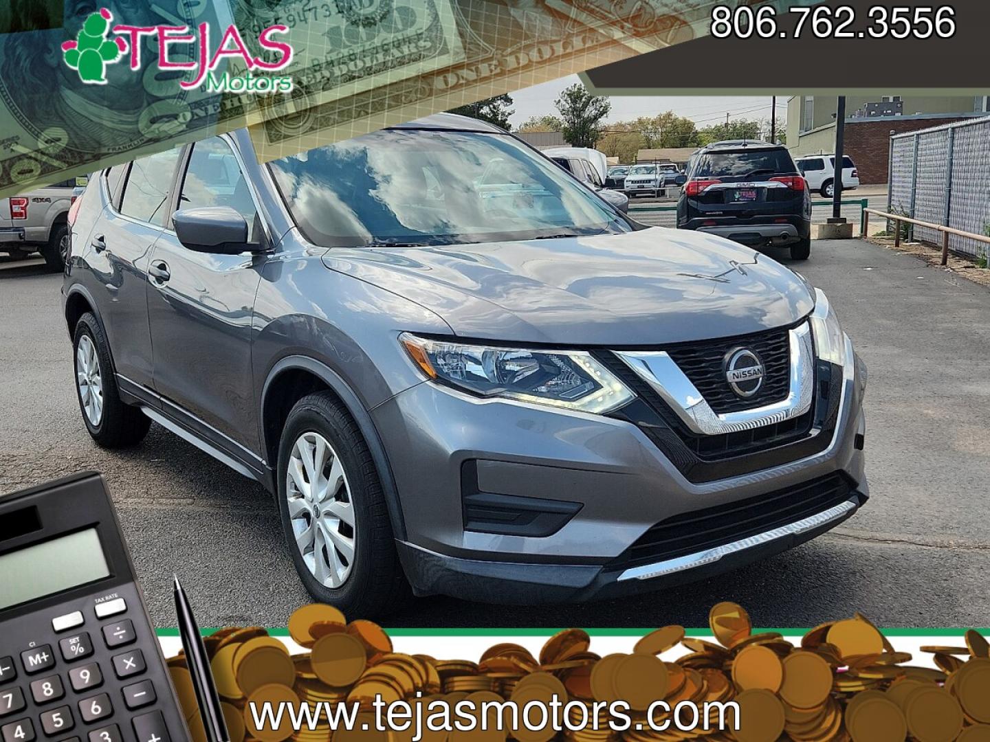 2018 GRAY /Charcoal - G Nissan Rogue S (KNMAT2MT3JP) with an 2.5L I-4 DOHC, variable valve control, regular gasoline, engine with 170HP engine, located at 4110 Avenue Q, Lubbock, 79412, 33.556553, -101.855820 - 08/28/2026 KEY IN ENVELOPE GOD- Photo#0