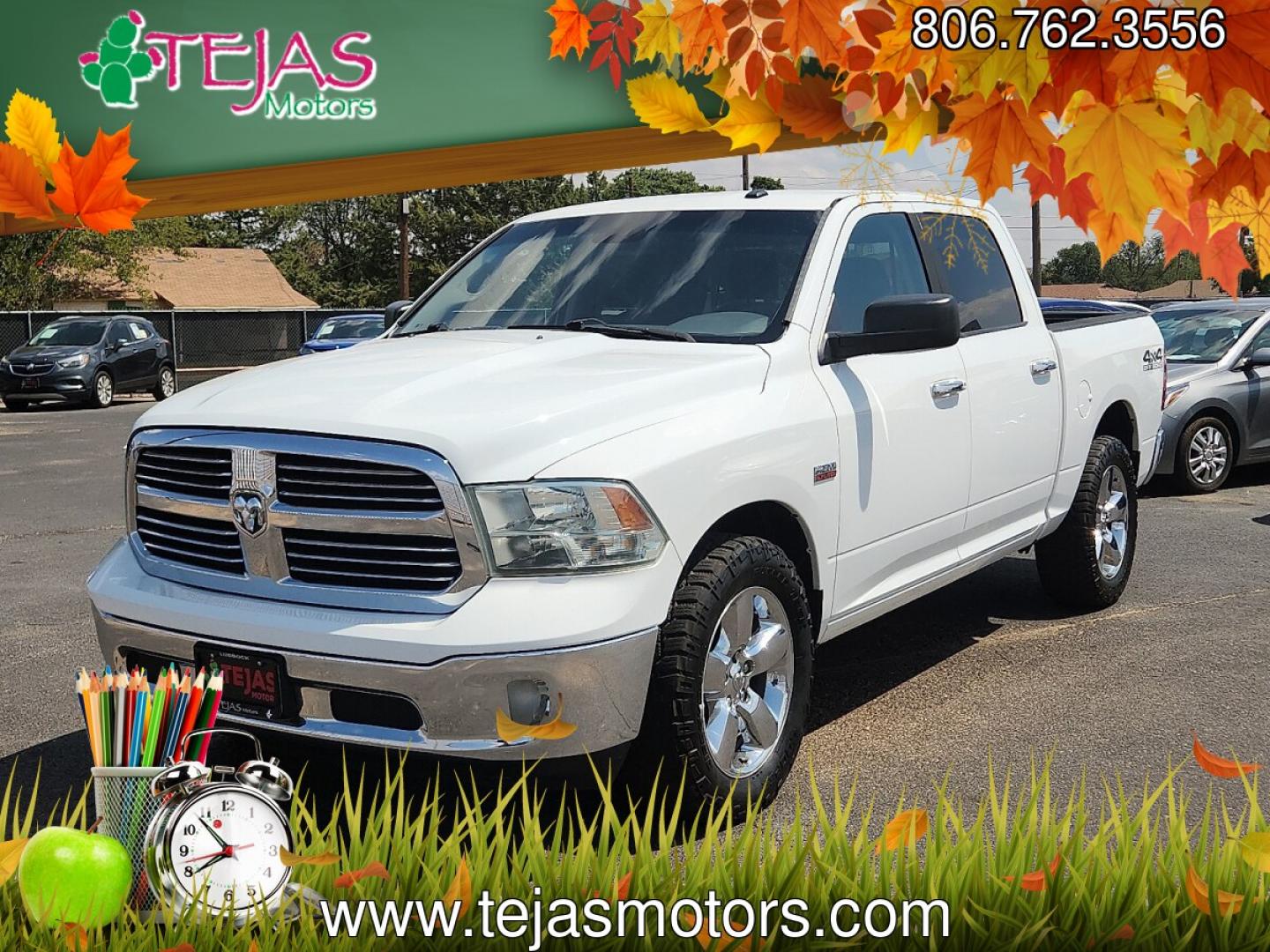 2015 Bright White Clearcoat - PW7 /Diesel Gray/Black - X8 Ram 1500 Big Horn (3C6RR7LT1FG) with an HEMI 5.7L V-8 variable valve control, regular unleaded, engine with cylinder deactivation and 395HP engine, located at 4110 Avenue Q, Lubbock, 79412, 33.556553, -101.855820- Photo#1