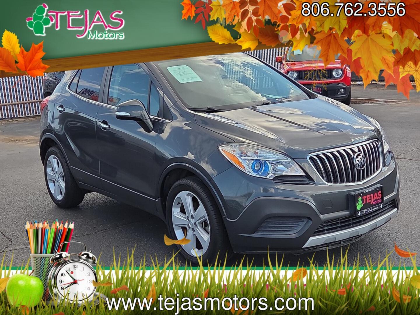 2016 Graphite Gray Metallic - GK2 /Ebony - AFN Buick Encore (KL4CJASB1GB) with an Ecotec 1.4L I-4 DOHC, variable valve control, intercooled turbo, regular gasoline, engine with 138HP engine, located at 4110 Avenue Q, Lubbock, 79412, 33.556553, -101.855820 - 09/03/2026 KEY IN ENVELOPE GOD- Photo#0