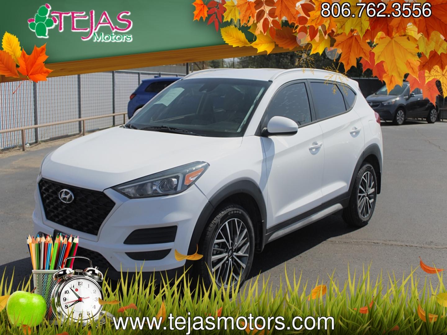 2021 WHITE Hyundai Tucson SEL (KM8J33ALXMU) with an Theta 2.4L I-4 direct injection, DOHC, CVVT variable valve control, regular gasoline, engine with 181HP engine, located at 4110 Avenue Q, Lubbock, 79412, 33.556553, -101.855820- Photo#0