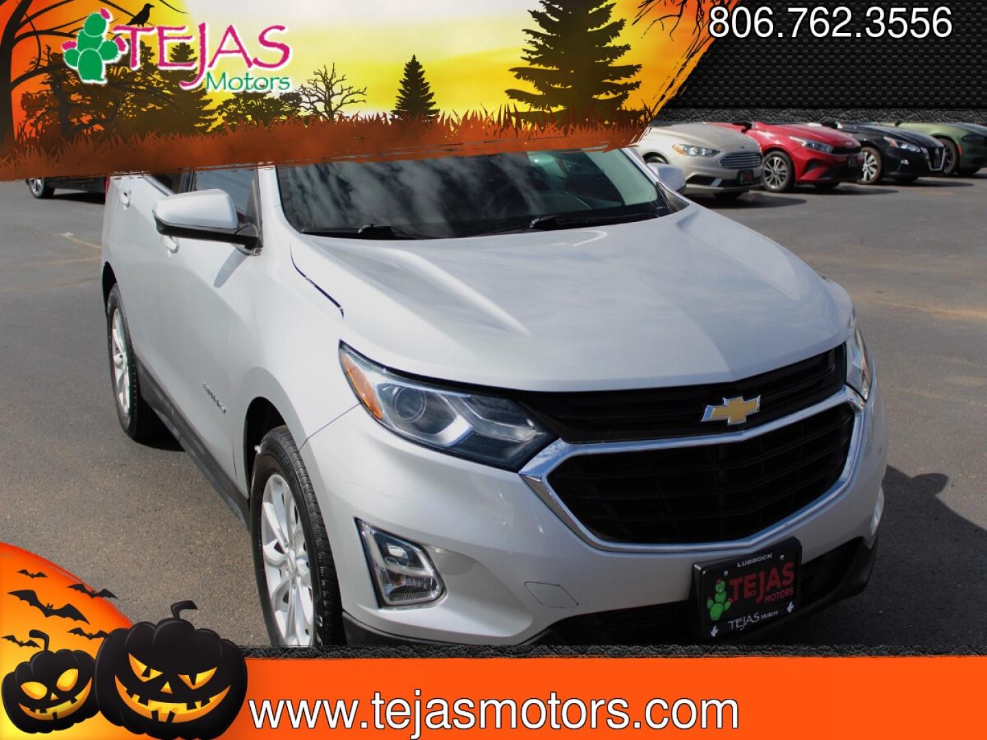 2018 SILVER Chevrolet Equinox LT (2GNAXJEV4J6) with an 1.5L I-4 direct injection, DOHC, VVT variable valve control, intercooled turbo, regular gasoline, engine with 170HP engine, located at 4110 Avenue Q, Lubbock, 79412, 33.556553, -101.855820- Photo#0
