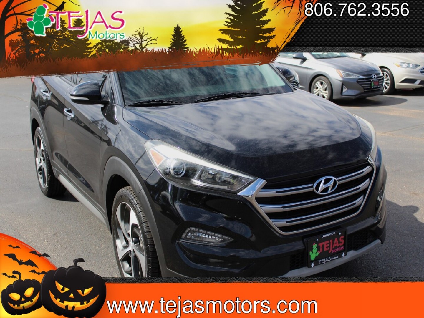 2017 BLACK Hyundai Tucson Limited (KM8J33A23HU) with an 1.6L I-4 direct injection, DOHC, D-CVVT variable valve control, intercooled turbo, regular gasoline, engine with 175HP engine, located at 4110 Avenue Q, Lubbock, 79412, 33.556553, -101.855820- Photo#0