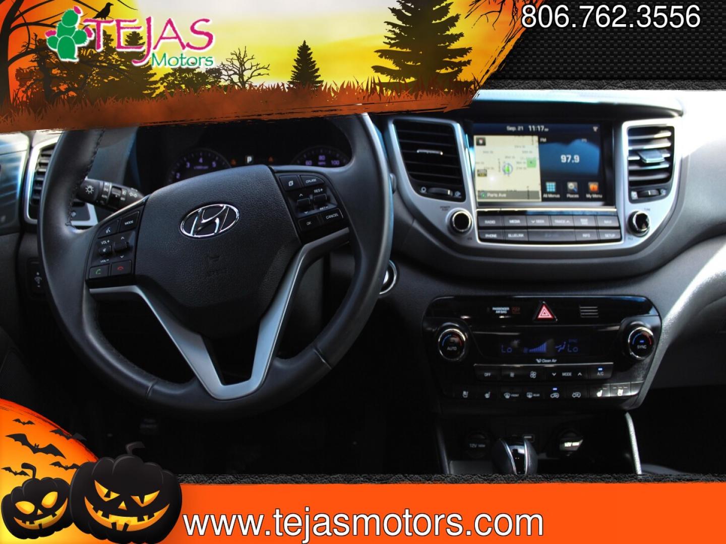 2017 BLACK Hyundai Tucson Limited (KM8J33A23HU) with an 1.6L I-4 direct injection, DOHC, D-CVVT variable valve control, intercooled turbo, regular gasoline, engine with 175HP engine, located at 4110 Avenue Q, Lubbock, 79412, 33.556553, -101.855820- Photo#7