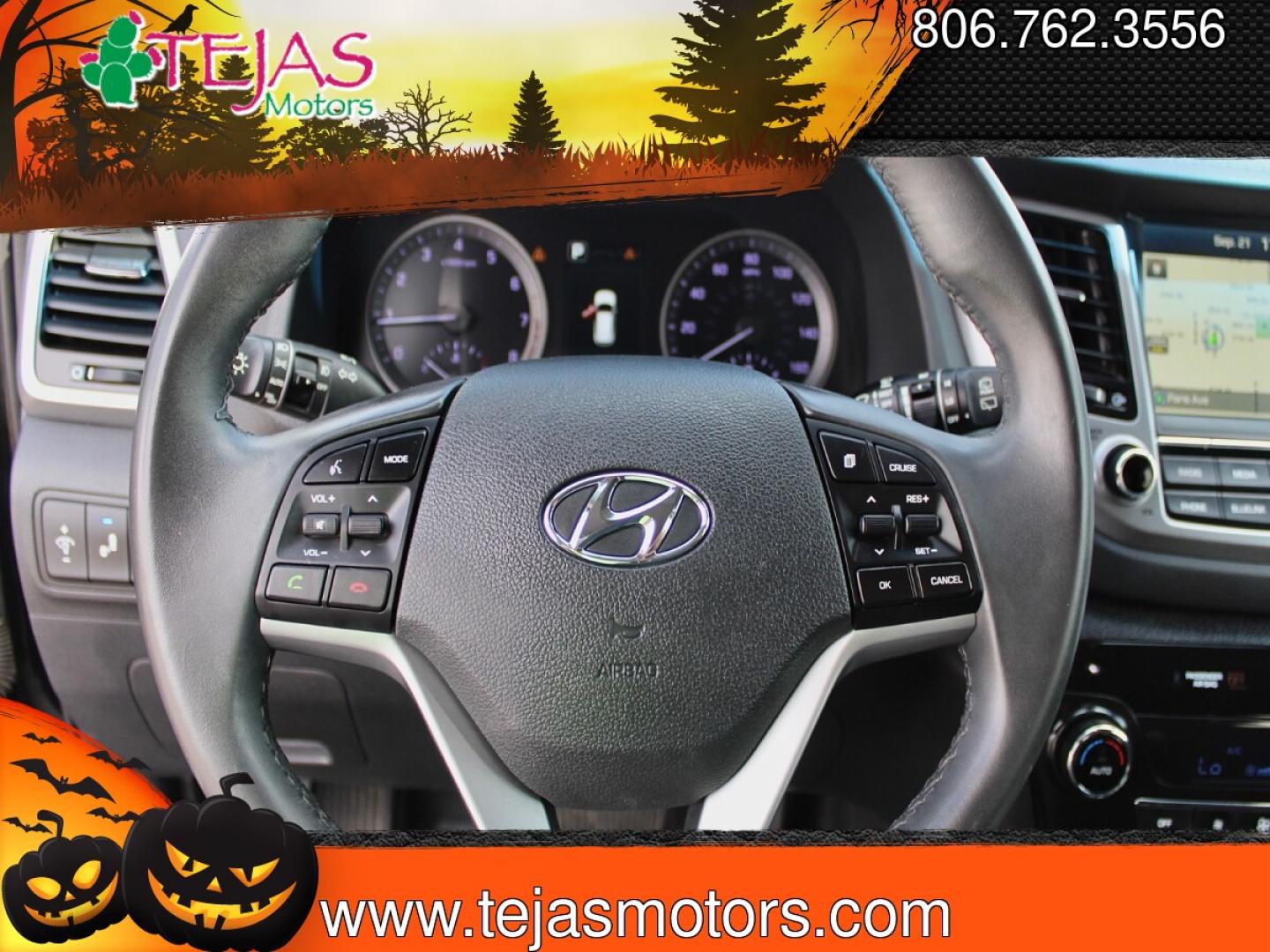 2017 BLACK Hyundai Tucson Limited (KM8J33A23HU) with an 1.6L I-4 direct injection, DOHC, D-CVVT variable valve control, intercooled turbo, regular gasoline, engine with 175HP engine, located at 4110 Avenue Q, Lubbock, 79412, 33.556553, -101.855820- Photo#8