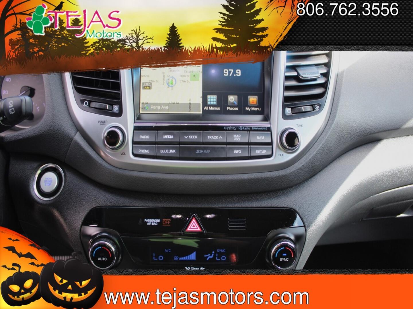 2017 BLACK Hyundai Tucson Limited (KM8J33A23HU) with an 1.6L I-4 direct injection, DOHC, D-CVVT variable valve control, intercooled turbo, regular gasoline, engine with 175HP engine, located at 4110 Avenue Q, Lubbock, 79412, 33.556553, -101.855820- Photo#9